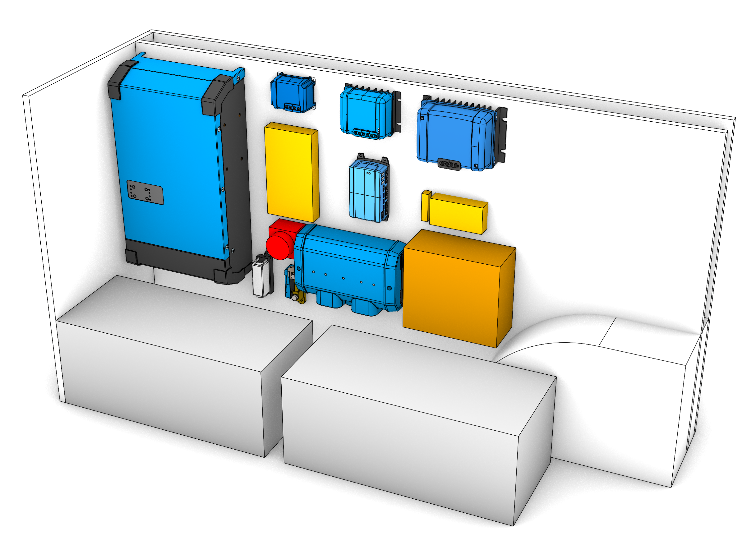 Ontwerp van de elektrische setup in de camper